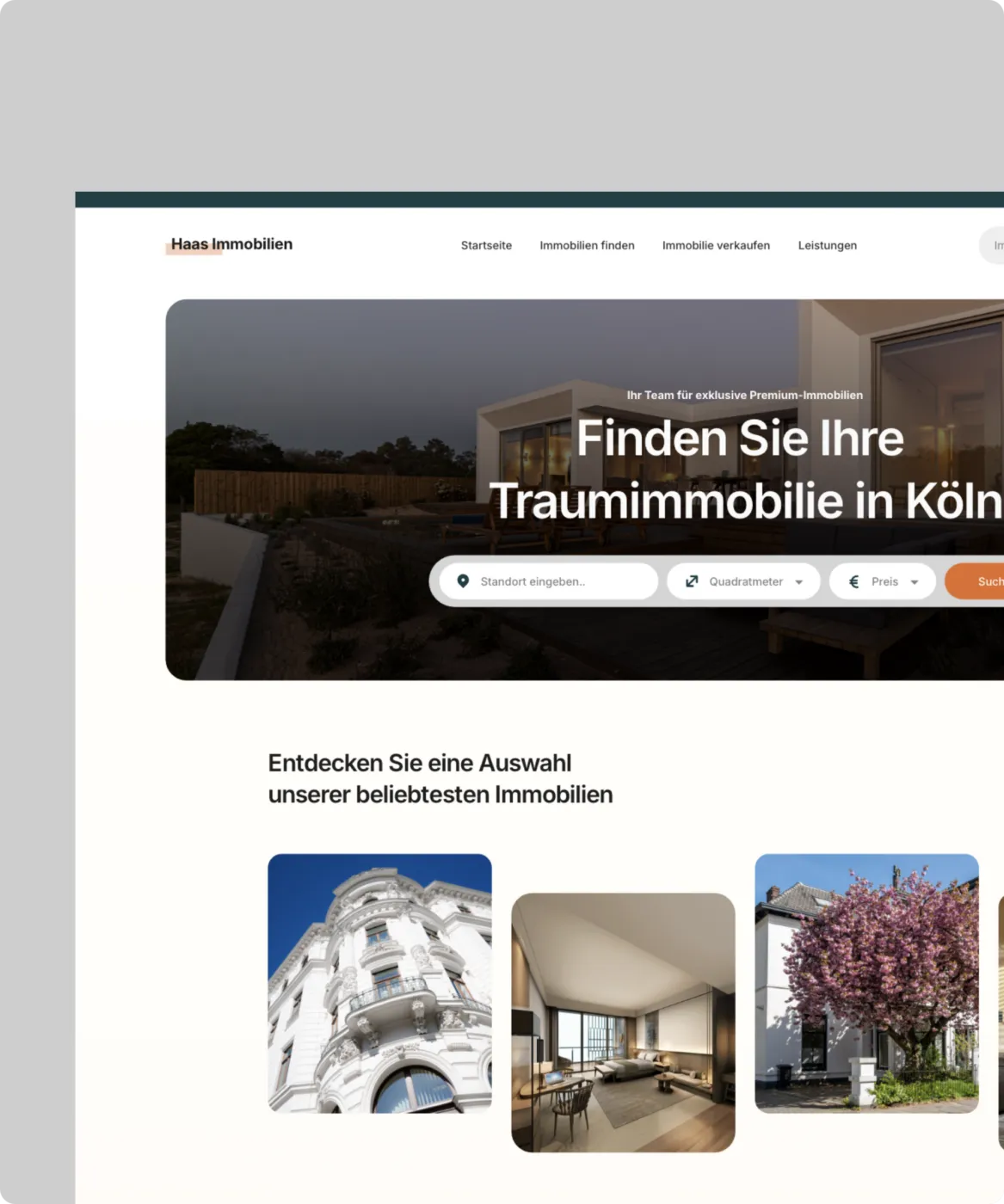 Komplexe Webdesign Anwendung für Immobilien