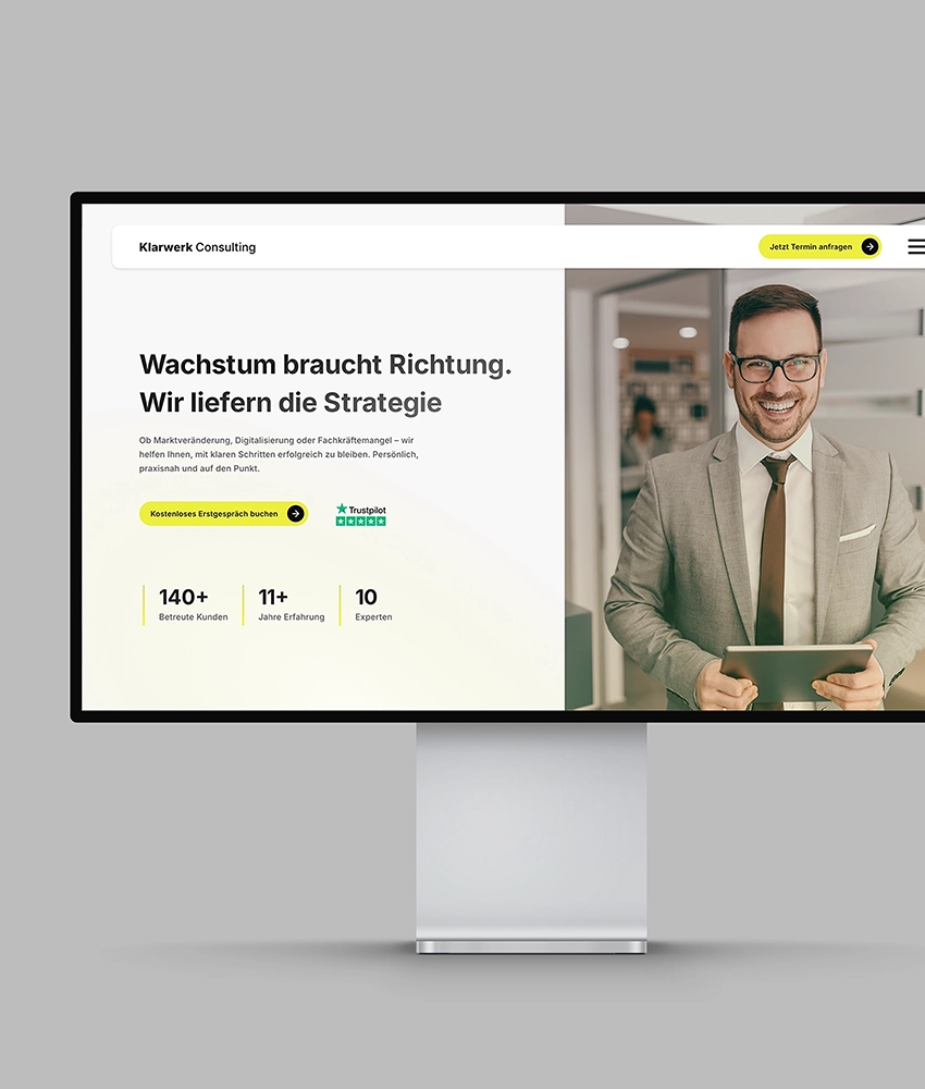 Bildschirm mit Finanzberatung Webdesign