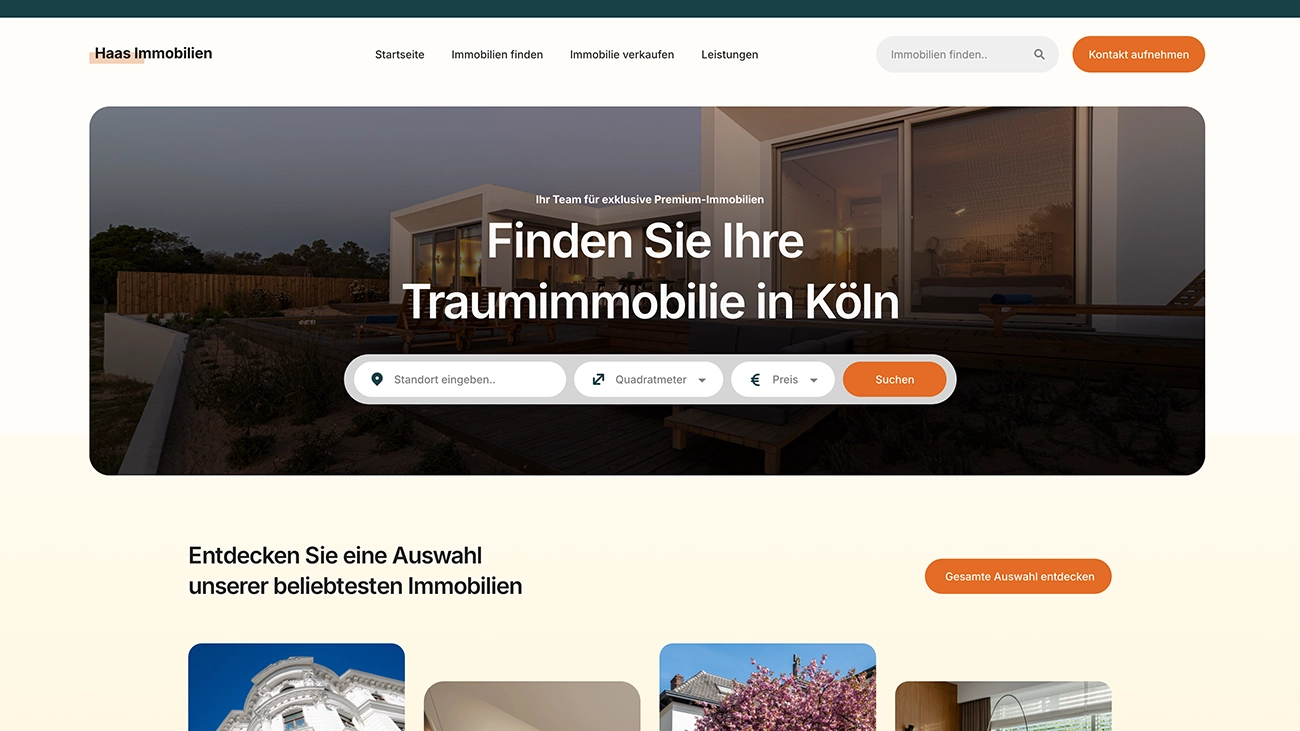 Webdesign für eine Immobilien Unternhemen
